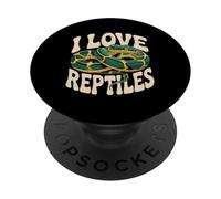Abalorio con texto en inglés "I Love Reptiles" PopSockets PopGrip Adhesivo