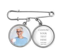 Abalorio conmemorativo de ramo de boda personalizado, broche de cardenal con foto personalizada, regalos de recuerdo para novia, novio, funeral, condolencias, pérdida de un ser querido, Standard, Zinc