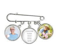 Abalorio conmemorativo de ramo de boda personalizado, broche de cardenal con foto personalizada, regalos de recuerdo para novia, novio, funeral, condolencias, pérdida de un ser querido, Standard, Zinc
