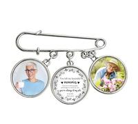 Abalorio conmemorativo de ramo de boda personalizado, broche de cardenal con foto personalizada, regalos de recuerdo para novia, novio, funeral, condolencias, pérdida de un ser querido, Standard, Zinc