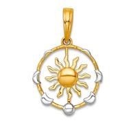 Abalorio de 12,9 mm, 14 quilates con sol pulido de rodio blanco con ciclo de luna celestial, regalo de joyería para mamá, talla única, Metal metal Rodio, No es una piedra preciosa