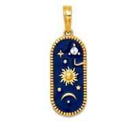 Abalorio de 8,88 mm, 14 quilates con esmalte de rodio blanco pulido con sol y luna celestial, regalo de joyería para mamá, talla única, Metal Esmaltado metal Rodio, No es una piedra preciosa
