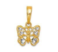 Abalorio de alas de ángel de mariposa pulido de rodio blanco de 8,95 mm, 14 quilates, regalo de joyería para mamá, talla única, Metal metal Rodio, No es una piedra preciosa