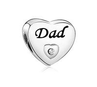 Abalorio de aleación chapado en plata con texto en inglés "Dear Dad Daughter", para pulsera, collar, joyería para mujer, encantador y atractivo