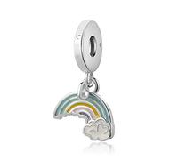 Abalorio de arcoíris con diseño de corazón y cielo y nube, compatible con pulseras Pandora, Navidad, cumpleaños, joyería de regalo para mujeres, hija, hermana, nieta