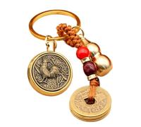 Abalorio de buena suerte para mochila, dije de cobre vintage, colgante de llavero de coche, colgante de moneda, llaveros de cobre vintage para accesorios diarios, God Rooster