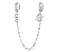 Abalorio de cadena de seguridad de plata de ley 925 con cierre de clip para pulseras Pandora, diseño de animales, mariposa, flor, luna, árbol, lindo gato, pulsera familiar y corazón, 12mm, Zirconia