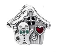 Abalorio de casa de jengibre para pulseras Pandora, chapado en plata fina con inscripción "Home Sweet Home", en caja de regalo, One Size, Metal, Sin piedra preciosa