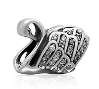 Abalorio de cisne de hada con cristal de plata de ley 925 con diseño de animal y mascota para pulseras Pandora (A)