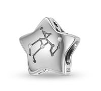 Abalorio de constelación de plata de ley 925 con diseño de corazón de la suerte, regalo de cumpleaños, con letra de la familia, cruz familiar, dije de piedra natal para pulsera Pandora, talla única