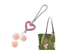 Abalorio de corazón para coche, bola de felpa con colgante de amor, tamaño estándar, material de felpa suave, diseño de corazón brillante, decoración interior de mujeres y niñas, accesorio de camión