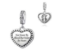 Abalorio de corazón para hermana, mejor amiga, compatible con pulseras Pandora, amistad, familia, cumpleaños, regalo para mujeres e hijas, talla única, Cobre, No es una piedra preciosa