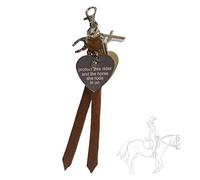 Abalorio de corazón para montar a caballo con texto en inglés "Protect This Rider And The Horse She/He Rode In On-Saddle", regalo de joyería para amantes de los caballos, L, Tiras de gamuza, No es una