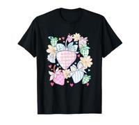 Abalorio de corazones y flores de fresa pastel Camiseta