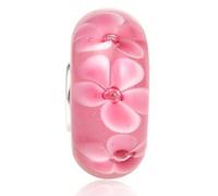Abalorio de cristal de Murano Murano Murano 925 con diseño de flor de plata de ley 925 para pulsera Pandora (C)