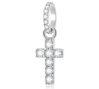 Abalorio de cruz brillante para pulseras Pandora, plata de ley 925 chapada en oro con circonitas cúbicas, ideal como colgante para collares o pulseras, para mujeres, hombres, niñas y niños, normal