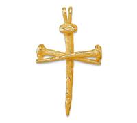 Abalorio de cruz religiosa de oro amarillo macizo pulido de 14 quilates de 20 mm, regalo de joyería para mamá, talla única, Metal, No es una piedra preciosa