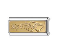 Abalorio de eslabones italianos de 9 mm, compatible con pulseras de nominación, para mujer, con texto en inglés "Mum Mom Dad Family Friend", 0, Metal, No es una piedra preciosa