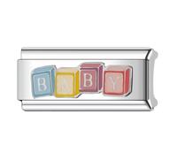 Abalorio de eslabones italianos para mamá, hija, papá, familia, ángel recién nacido, tamaño doble, ancho, 9 mm, compatible con pulseras de nominación para mujer, 0, Metal, No es una piedra preciosa