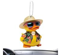 Abalorio de espejo retrovisor, colgante de espejo retrovisor de pato amarillo acrílico 2D, adorable adorno decorativo de animales para llavero de bolsa, adultos y niños