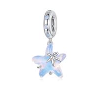 Abalorio de estrella de mar azul de plata de ley 925 con cuentas oceánicas para pulseras Pandora, collar para mujer