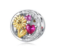 Abalorio de girasol calado, accesorio de pulsera de plata de ley 925, compatible con Collar de pulsera Pandora