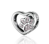 Abalorio de hueso de plata de ley 925 con texto en inglés "I Love My Dog" para pulseras Pandora, Cristal esmaltado