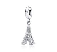 Abalorio de la Torre Eiffel de Francia París, compatible con pulseras Pandora, Navidad, cumpleaños, joyería de regalo para mujeres, hija, hermana, nieta