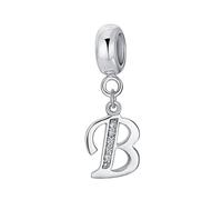 Abalorio de letra de plata de ley 925 con letras del alfabeto, compatible con pulseras Pandora B