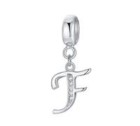Abalorio de letra de plata de ley 925 con letras del alfabeto, compatible con pulseras Pandora F