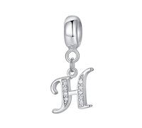 Abalorio de letra de plata de ley 925 con letras del alfabeto, compatible con pulseras Pandora H