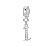 Abalorio de letra de plata de ley 925 con letras del alfabeto, compatible con pulseras Pandora I