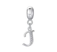 Abalorio de letra de plata de ley 925 con letras del alfabeto, compatible con pulseras Pandora J