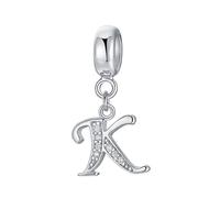 Abalorio de letra de plata de ley 925 con letras del alfabeto, compatible con pulseras Pandora K