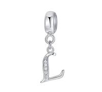 Abalorio de letra de plata de ley 925 con letras del alfabeto, compatible con pulseras Pandora L