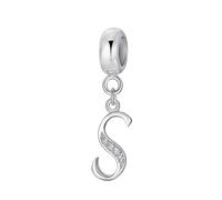 Abalorio de letra de plata de ley 925 con letras del alfabeto, compatible con pulseras Pandora S