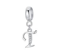 Abalorio de letra de plata de ley 925 con letras del alfabeto, compatible con pulseras Pandora T