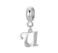 Abalorio de letra de plata de ley 925 con letras del alfabeto, compatible con pulseras Pandora U