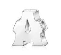 Abalorio de letra del alfabeto compatible con pulseras Pandora de plata de ley 925 con inicial A-Z, compatible con pulseras con nombre europeo, Plata de ley