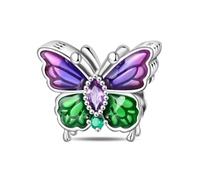 Abalorio de mariposa de primavera, abalorio para pulsera, collar de pulsera Pandora compatible con
