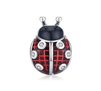 Abalorio de mariquita para pulsera de plata de ley 925 con esmalte rojo, compatible con pulseras y collares Pandora
