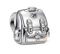 Abalorio de mochila de aventura para pulseras Pandora elegantemente chapado en plata fina, perfecto para cualquier persona en sus viajes, en caja de regalo, One Size, Metal, Sin piedra preciosa