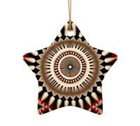 Abalorio de Navidad Art Deco - Abalorio de Navidad de cerámica de doble cara para manualidades - Adorno decorativo de Navidad con cordón dorado