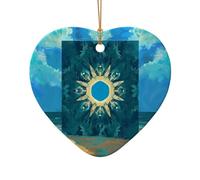 Abalorio de Navidad con tarjeta de tarot, dije de Navidad de cerámica de doble cara para manualidades, adorno decorativo de Navidad con cordón dorado