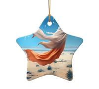 Abalorio de Navidad de delfines bailarines, dije de Navidad de cerámica de doble cara para manualidades, adorno decorativo de Navidad con cordón dorado