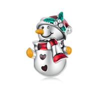 Abalorio de Navidad de plata de ley 925 original para pulseras Pandora, joyería para mujer, 4.5MM, Cristal Esmalte Cristal esmaltado s925, Cristal