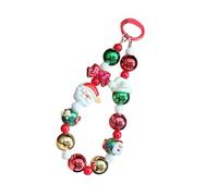 Abalorio de Navidad para teléfono - Llavero de pan de jengibre con cuentas, bonito accesorio de resina con diseño festivo, cordón para teléfono con correa, pieza de joyería navideña para mujeres