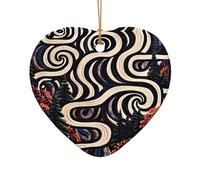 Abalorio de Navidad Vortex in The Forest - Abalorio de Navidad de cerámica de doble cara para manualidades - Adorno decorativo de Navidad con cordón dorado