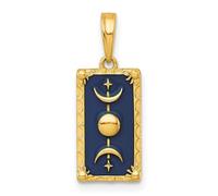 Abalorio de oro amarillo macizo pulido de 8,49 mm con esmalte celestial ciclo de luna - Regalo de joyería para mamá, talla única, Metal Esmaltado metal, No es una piedra preciosa