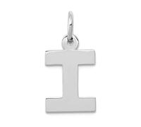 Abalorio de oro blanco de 12 mm y 10 quilates con letra de bloque pequeño, con inicial de monograma personalizable, para mujer, One Size, Metal Oro blanco Oro Metal Oro blanco, No es una piedra
